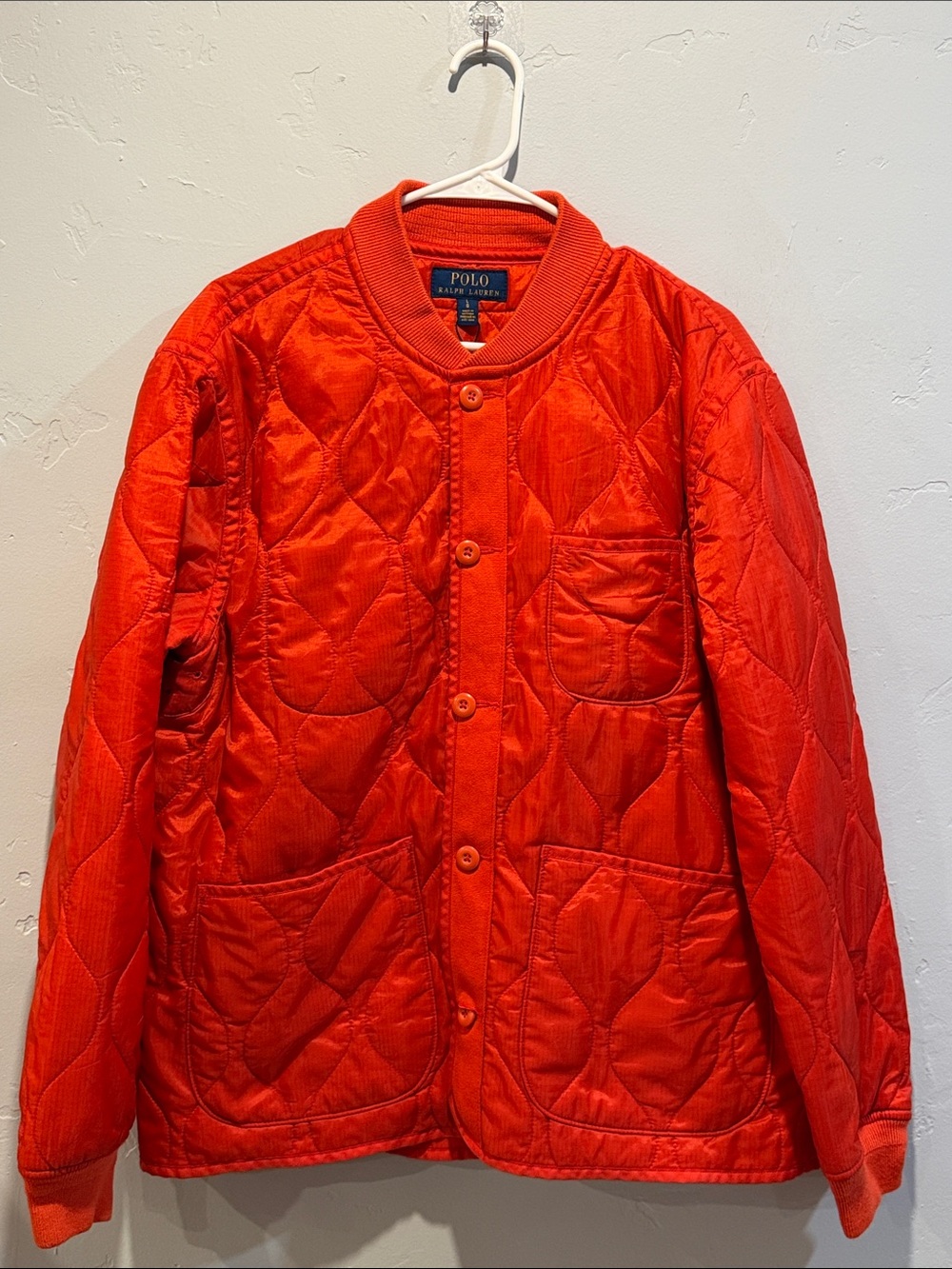 Polo by Ralph Lauren Bright Orange Quilted Puffer Jacket